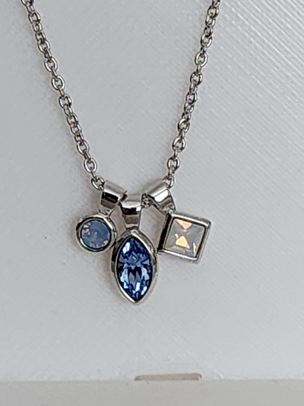 Elegant Driver Blue Crystal Trio Dinner Pendant Necklace - Women Jewelry 925